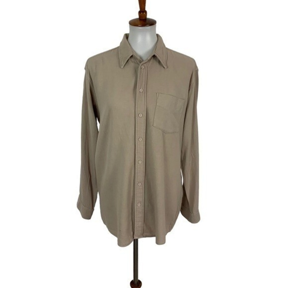 York Street Button Down Top Medium Tan‎ Long Sleeve Workwear Basic